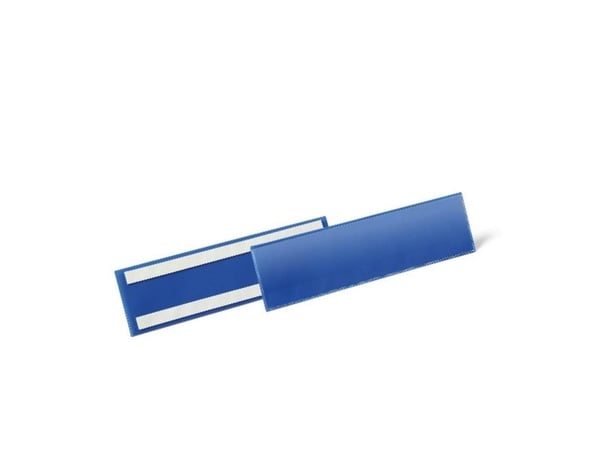 Lagerlomme/etiketholder selvklæbende 297x74 mm blå - (50 stk.)