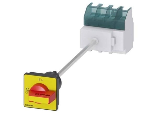 Siemensin kuormakytkin, punainen, keltainen, 4-napainen, 35 mm², 63 A, 690 V/AC, 3LD25171TL13, 4P, IP65, 91 mm, 110 mm, 450 mm, 95 mm