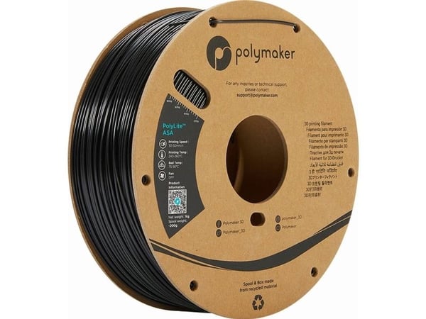Polymaker PM70991 Black filament ASA UV-, vær- og varmebestandig slagfast 1,75 mm 5000 g sort (PolyLite™)