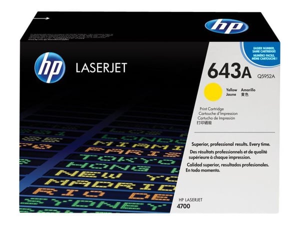 HP 643A - Gul - original - LaserJet - tonerpatron (Q5952A) - for Color LaserJet 4700, 4700dn, 4700dtn, 4700n, 4700ph+
