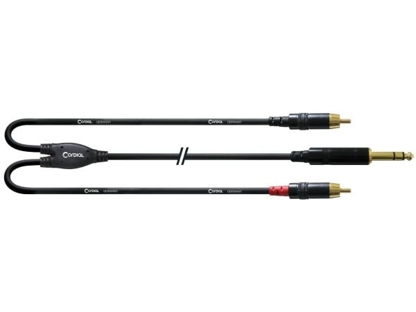 Cordial CFY 3 VCC audio Y-adapter [1x jack 6,3 mm - 2x cinch] 3,00 m svart