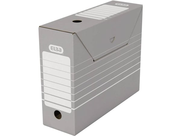 ELBA tric arkivboks, bredde 95 mm, for A4, gråhvit? laget av solid bølgepapp, mål: (B)95 x (D)340 x (H)265 mm (83420)