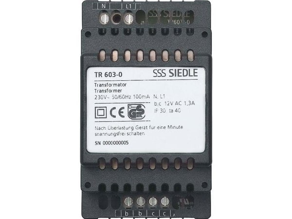 Siedle TR 603-0, Strømforsyning, Sort, Siedle, CE, 0 - 40 °C, 53,5 mm