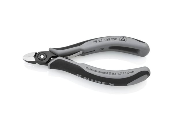 Knipex 79 22 125 ESD, Diagonaltang, 1 cm, 6,5 mm, Stål, Svart, Grå, 125 mm