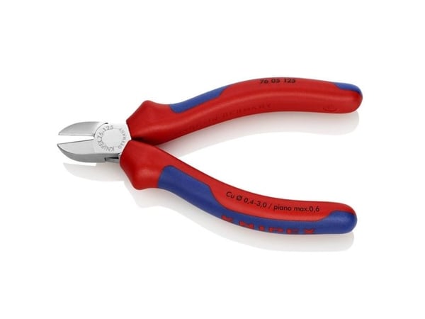 Knipex 76 05 125, Diagonal tang, Kromvanadiumstål, Plast, Blå, Rød, 125 mm, 118 g