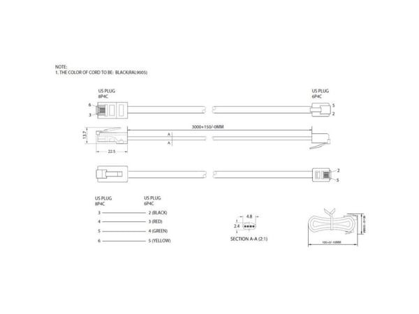 shiverpeaks BS70265, 15 m, RJ11, RJ45, Svart, Hankjønn, Hankjønn