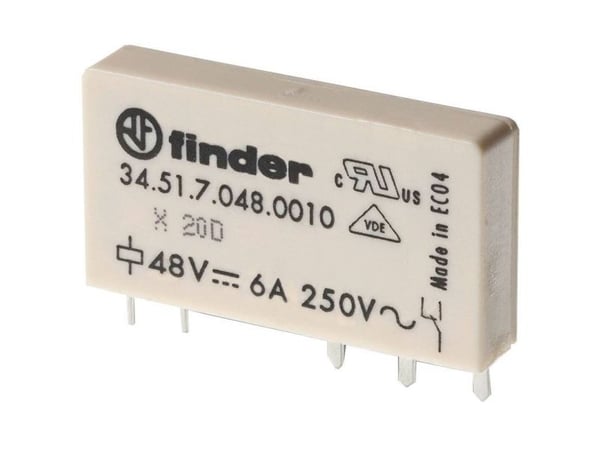 Finder 34.51.7.060.0010 Piirilevyrele 60 V/DC 6 A 1 x vaihtokosketin 1 kpl 1 kpl
