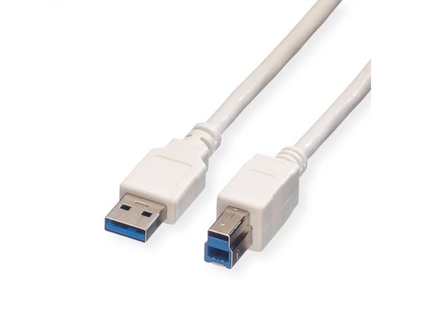 Value USB A/USB B 0.8m, 0,8 m, USB A, USB B, USB 3.2 Gen 1 (3.1 Gen 1), Hankjønn/hankjønn, Hvit