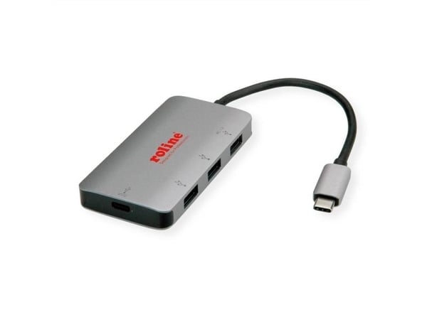 ROLINE 14.02.5038, USB 3.2 Gen 2 (3.1 Gen 2) Type-C, USB 3.2 Gen 1 (3.1 Gen 1) Type-A, USB 3.2 Gen 1 (3.1 Gen 1) Type-C, 5000 Mbit/s, Sølv, Aluminium