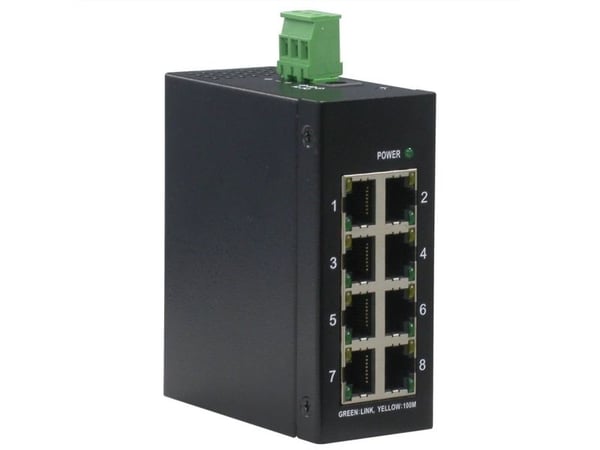 ROLINE Industrial Switch, 8x RJ-45, unmanaged, Full tosidig