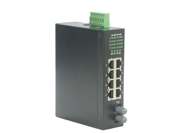 ROLINE Industrial Switch, 7x RJ-45, 1x ST, unmanaged, Full tosidig