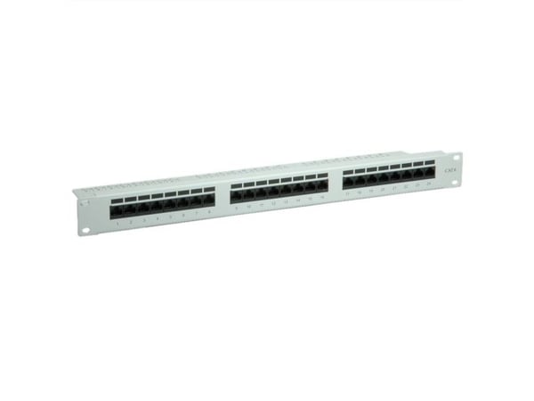 Value Cat.6/Class E 19" Patch Panel, 24 Ports, UTP light grey, Grå