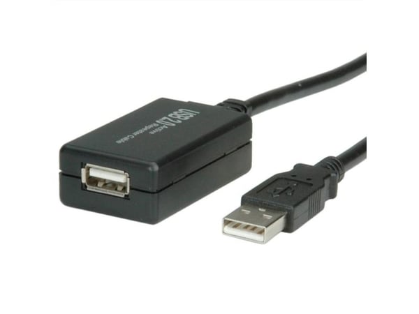 Value USB A/USB A M/F 12m, 12 m, USB A, USB A, USB 2.0, Hankjønn/hunkjønn, Sort