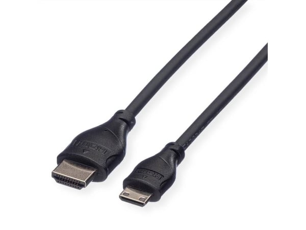 ROLINE 11.04.5568, 0,8 m, HDMI Type A (Standard), HDMI Type C (Mini), 1920 x 1080 piksler, Svart