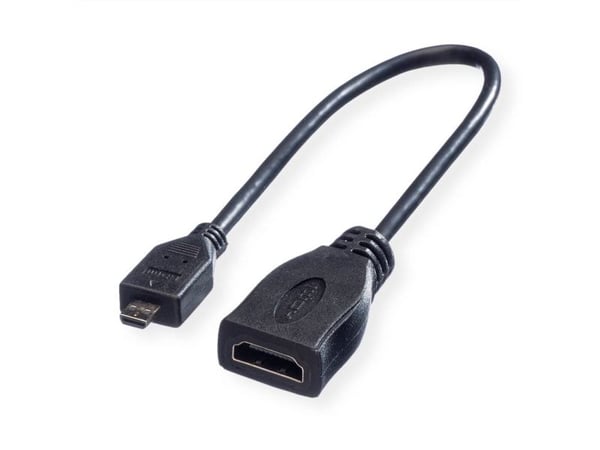 ROLINE 11.04.5584, 0,15 m, HDMI-tyyppi A (vakio), HDMI-tyyppi D (mikro), 1920 x 1080 pikseliä, Musta