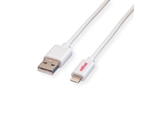 ROLINE USB 0.15 m, 0,15 m, Lightning, USB A, Hvit, Rett, Rett