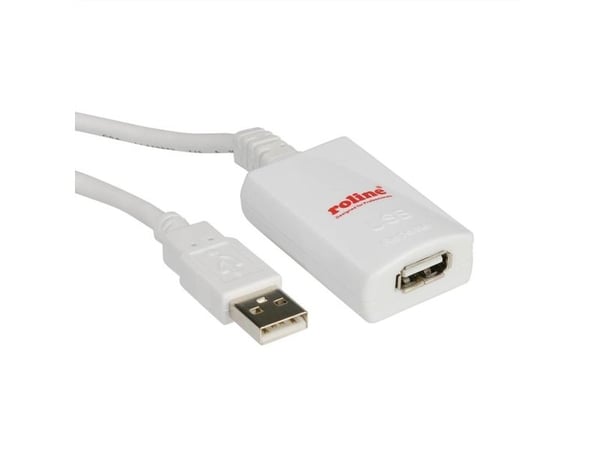 ROLINE 5m USB 2.0 A, 5 m, USB A, USB A, USB 2.0, Hankjønn/hunkjønn, Hvit