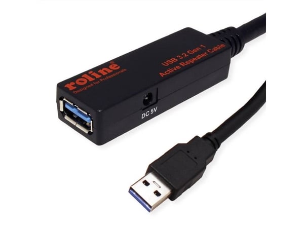 ROLINE 12.04.1071, 15 m, USB A, USB A, USB 3.2 Gen 1 (3.1 Gen 1), 5 Gbit/sek., Sort