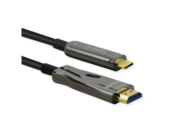 ROLINE 14.01.3474, 30 m, HDMI Type A (Standard), USB Type-C, Hankjønn, Hankjønn, Rett