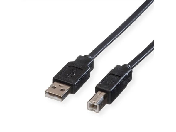 ROLINE 1.8m USB2.0-A/USB2.0-B, 1,8 m, USB A, USB B, USB 2.0, Hankjønn/hunkjønn, Svart
