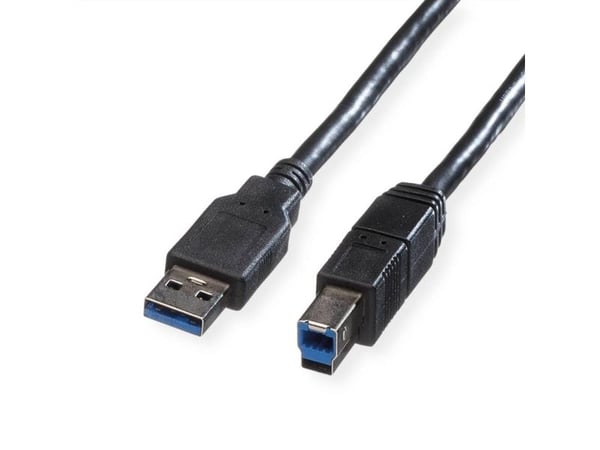 ROLINE 11.02.8871, 3 m, USB A, USB B, USB 3.2 Gen 1 (3.1 Gen 1), Hankjønn/hankjønn, Sort