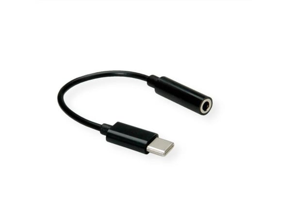 Value 12.99.3214, 3.5mm, Hunkjønn, USB, Hankjønn, 0,13 m, Sort