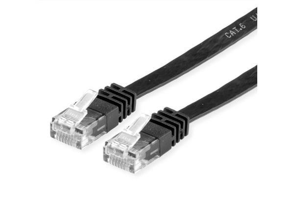 Value UTP Cat.6 Flat Network Cable, black 1 m1, 1 m, Cat6, U/UTP (UTP), RJ-45, RJ-45