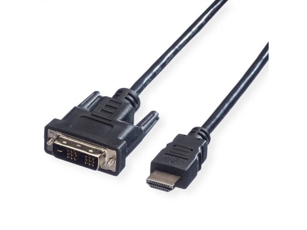 Value DVI - HDMI 1m, 1 m, DVI, HDMI-tyyppi A (vakio), Uros, Uros, Musta