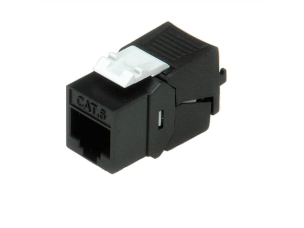 ROLINE Cat.6/Class E Keystone Jack, RJ-45, unshielded, toolless, black, Musta