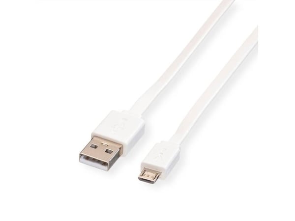 ROLINE USB 2.0, A - Micro B, M/M, 1m, 1 m, USB A, Micro-USB B, USB 2.0, Hankjønn/hankjønn, Hvit