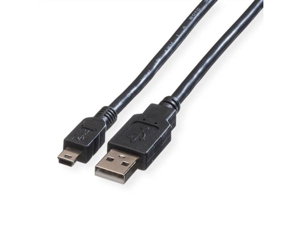 ROLINE 3m USB 2.0, 3 m, USB A, Mini-USB A, USB 2.0, Hankjønn/hankjønn, Sort