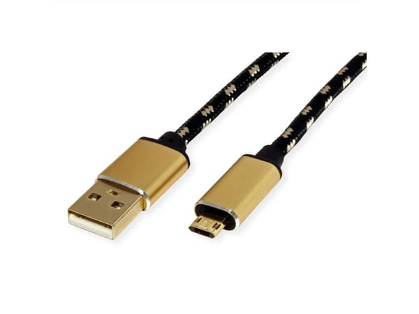 ROLINE 11.02.8819, 0,8 m, USB C, Micro-USB B, USB 2.0, musta, kultainen