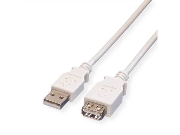 VALUE USB 2.0 Cable, Type A, 0.8 m, 0,8 m, USB A, USB A, Hankjønn/hunkjønn, 0,48 Gbit/s, Hvit