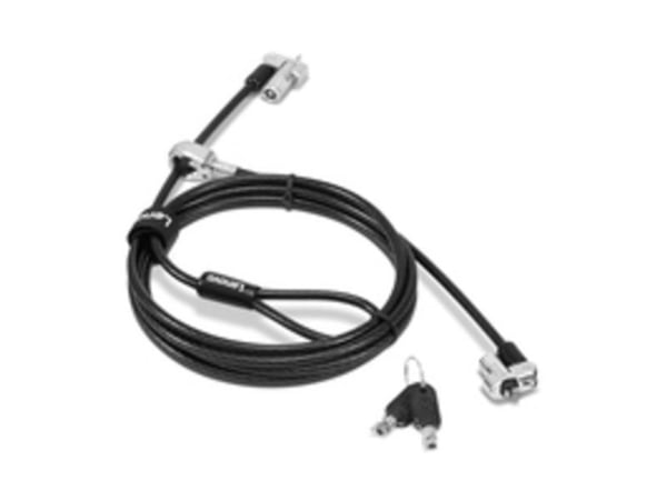 Kensington NanoSaver Twin Head Nano/MS 2.0 - Turvakaapelilukko - musta - 2,4 m - ThinkBook 14s Yoga G2 IAP; ThinkPad L13 Yoga Gen 3; L14 Gen 3; P1 ...