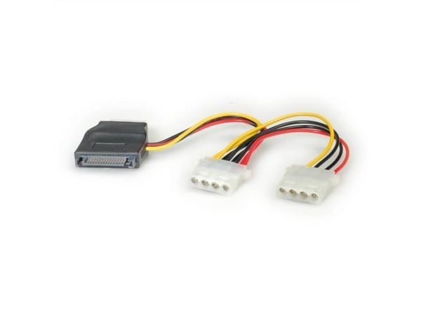 ROLINE 11.03.1040, 0,2 m, SATA 15-pin, Hankjønn, Hunkjønn, Sort, Rød, Hvit, Gult