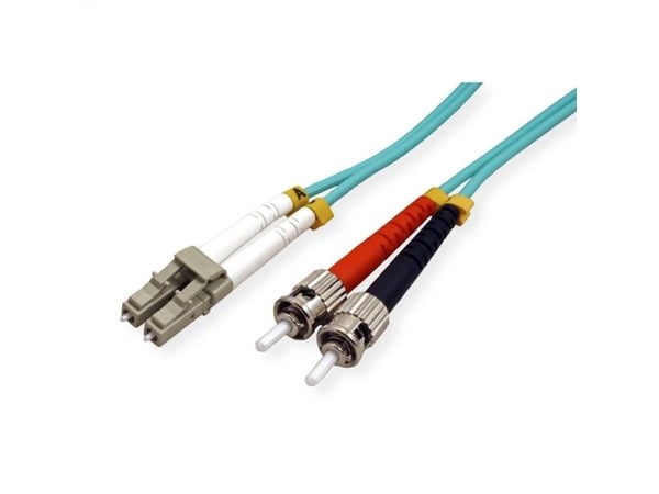Value Fibre Optic Jumper Cable, 50/125µm, LC/ST, OM3, turquoise 5 m, LC, ST