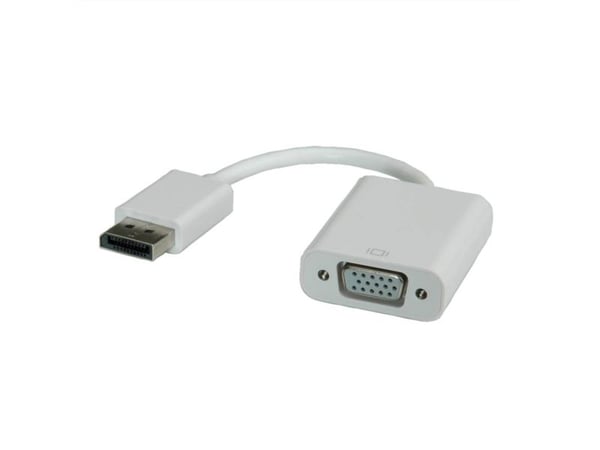 ROLINE DisplayPort-VGA Adapter, M/F, VGA (D-Sub), DisplayPort, Hankjønn, Hunkjønn, Hvit, 150 mm