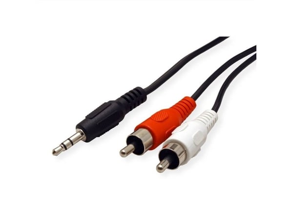ROLINE 11.09.4341, 3.5mm, Hankjønn, 2 x RCA, Hankjønn, 1,5 m, Svart, Rød, Hvit