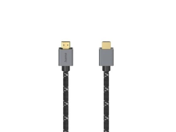 Hama Prime Line - Ultra High Speed - HDMI-kabel med Ethernet - HDMI hann til HDMI hann - 2 m - dobbeltisolert - gråsvart - støtte for 8K UHD (7680 ...