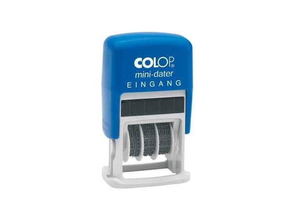 Colop Datumstempel mit Text Mini-Dater, Tradisjonell, Datostempel, Plast, 12 x 25 mm, Blå, Plast