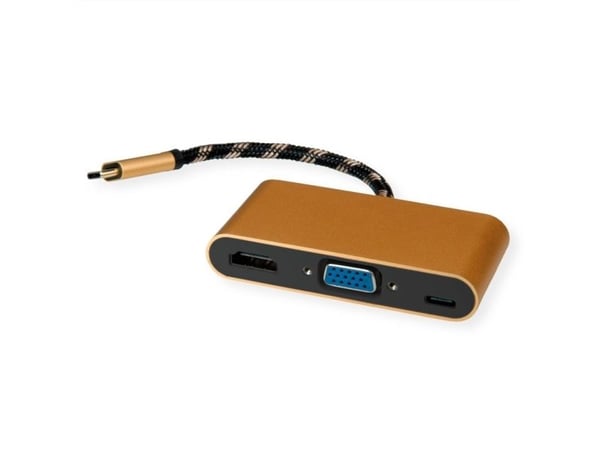 ROLINE 12.03.3155, USB 3.2 Gen 1 (3.1 Gen 1) Type-B, Musta, Kulta, Valkoinen, HDMI, USB 3.2 Gen 1 (3.1 Gen 1) Type-C, VGA, 0,1 m