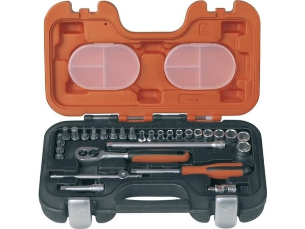 Bahco S290, Pistorasiasarja, 1/4", Metrinen, 23 pää(t), 4,4.5,5,5.5,6,7,8,9,10,11,12,13 mm, Terästä