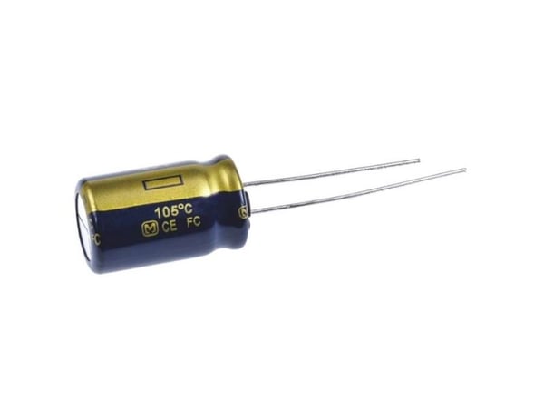 Panasonic EEUFC1H102B, Fast kondensator, Aluminium, Volum, Sylindriske, Sort, Hvit, DC