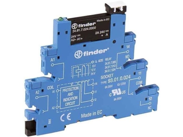 FINDER kompakt relä 14 mm, Solid State (SSR) 24V DC, skruvplintar