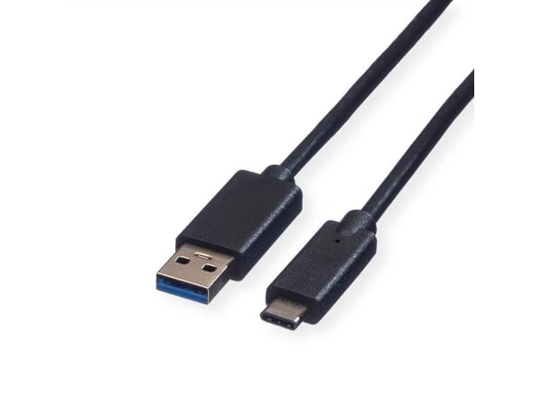 Roline grønn USB-kabel USB 3.2 Gen1 USB-A hannkontakt, USB-C®-kontakt 0,50 m Svart Skjermet, halogenfri, TPE-kappe 11.44.9010