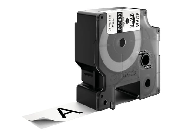 DYMO Rhino Coloured Vinyl - Vinyl - svart på hvitt - Rull (2,54 cm x 5,5 m) 1 kassett(er) tape - for Rhino 6000, 6000 Hard Case Kit