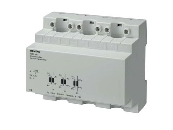 Siemens 7KT1202 Strömtransformator 3-fas Primärström: 150 A Sekundärström: 5 A Kabelgenomföring Ø: 13 mm Skruvfäste 1 st