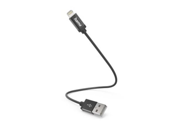 Hama 00201578, 0,2 m, Lightning, USB A, Hankjønn, Hankjønn, Svart