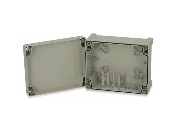 FIBOX Seinäkaappirasia ABS 201 x 163 x 98 mm harmaa RAL7035 harmaalla kannella IP65 halogeenivapaa tasaisella kannella tulostusta ja tarroja varten