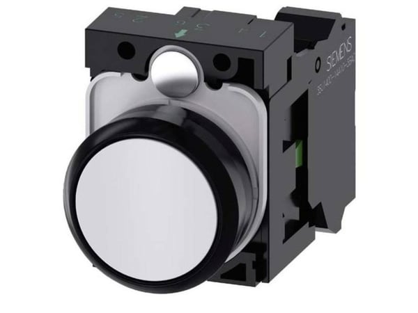 Siemens 3SU11000AB603BA0 3SU1100-0AB60-3BA0 Painike Eturengas muovia, pyöreä Painike Musta, valkoinen 1 kpl 1 kpl
